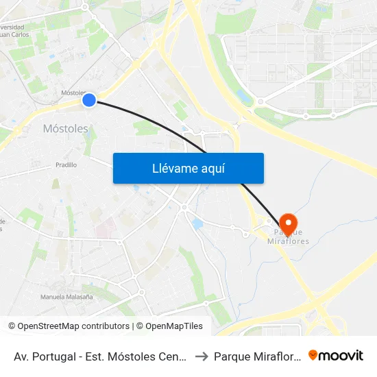 Av. Portugal - Est. Móstoles Central to Parque Miraflores map
