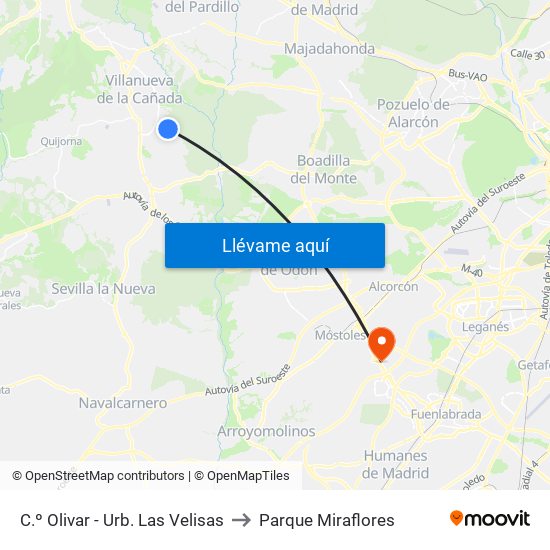 C.º Olivar - Urb. Las Velisas to Parque Miraflores map