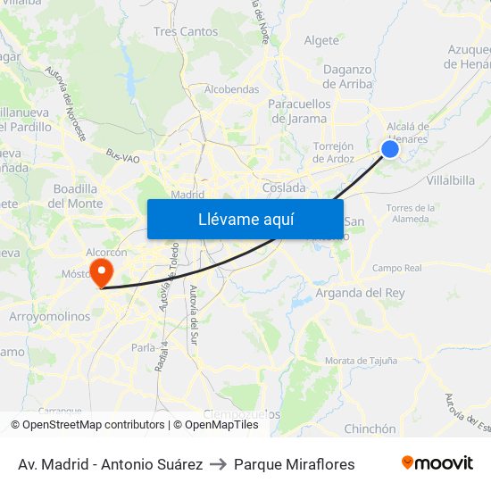 Av. Madrid - Antonio Suárez to Parque Miraflores map