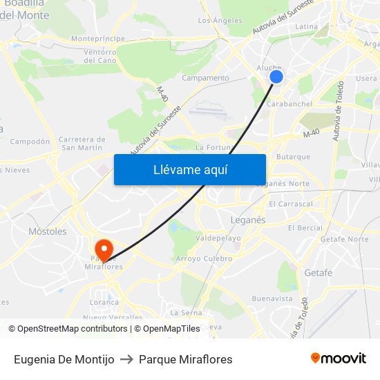 Eugenia De Montijo to Parque Miraflores map
