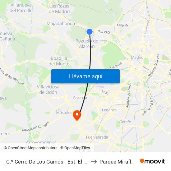C.º Cerro De Los Gamos - Est. El Barrial to Parque Miraflores map