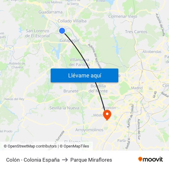 Colón - Colonia España to Parque Miraflores map