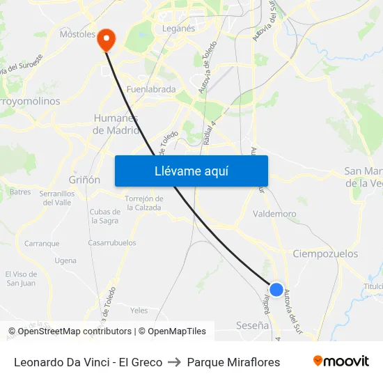 Leonardo Da Vinci - El Greco to Parque Miraflores map