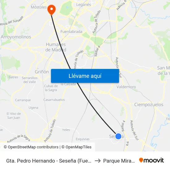Gta. Pedro Hernando - Seseña (Fuente Nueva) to Parque Miraflores map