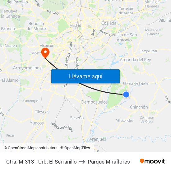 Ctra. M-313 - Urb. El Serranillo to Parque Miraflores map