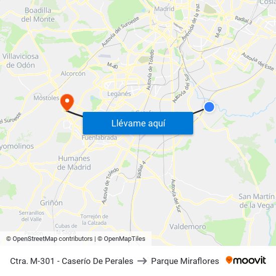 Ctra. M-301 - Caserío De Perales to Parque Miraflores map