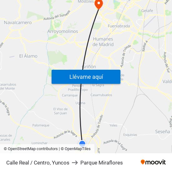 Calle Real / Centro, Yuncos to Parque Miraflores map