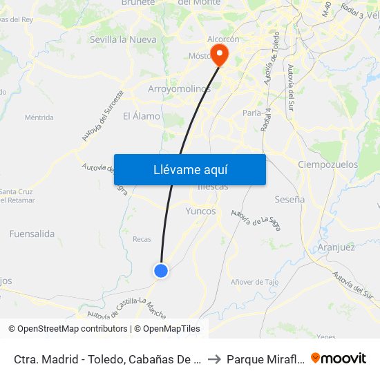 Ctra. Madrid - Toledo, Cabañas De La Sagra to Parque Miraflores map
