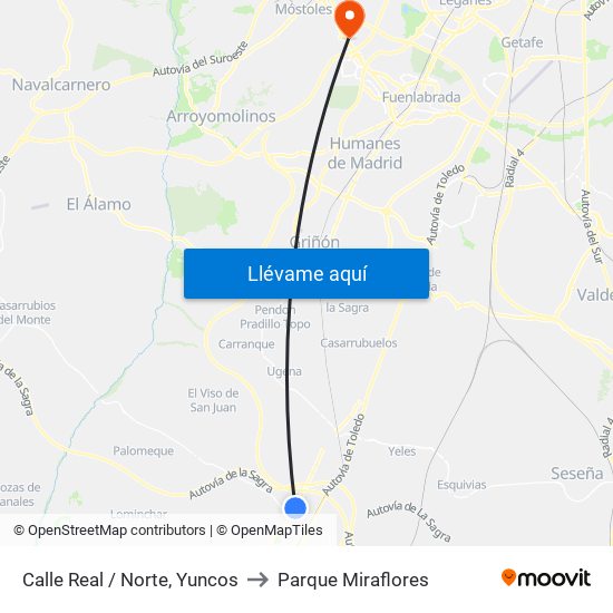 Calle Real / Norte, Yuncos to Parque Miraflores map