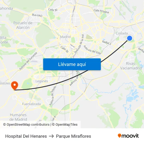 Hospital Del Henares to Parque Miraflores map
