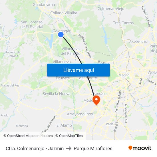 Ctra. Colmenarejo - Jazmín to Parque Miraflores map