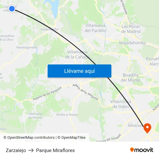 Zarzalejo to Parque Miraflores map
