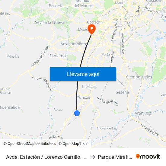 Avda. Estación / Lorenzo Carrillo, Yuncler to Parque Miraflores map