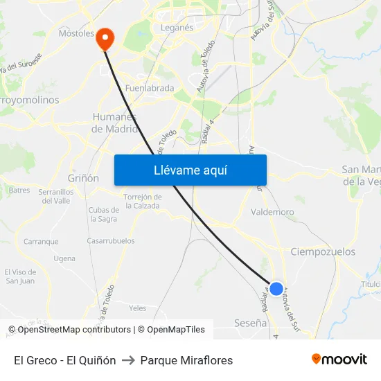 El Greco - El Quiñón to Parque Miraflores map