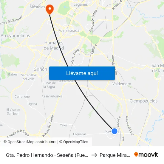 Gta. Pedro Hernando - Seseña (Fuente Nueva) to Parque Miraflores map