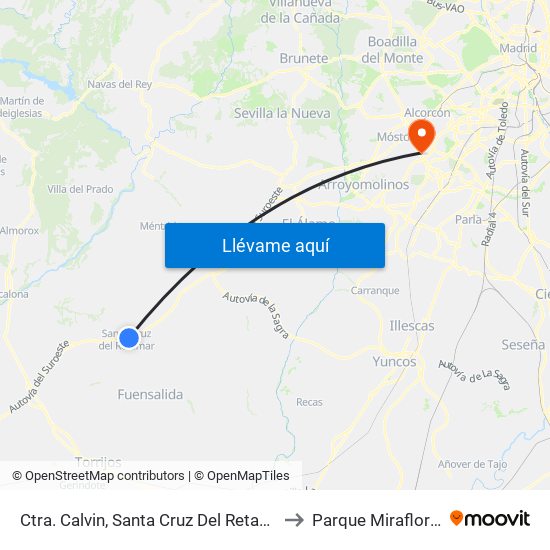 Ctra. Calvin, Santa Cruz Del Retamar to Parque Miraflores map