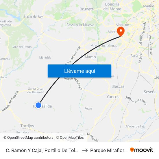 C. Ramón Y Cajal, Portillo De Toledo to Parque Miraflores map