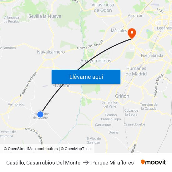 Castillo, Casarrubios Del Monte to Parque Miraflores map