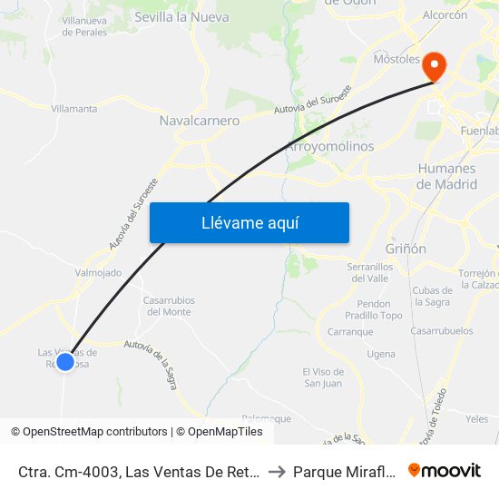 Ctra. Cm-4003, Las Ventas De Retamosa to Parque Miraflores map