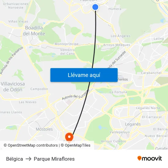 Bélgica to Parque Miraflores map