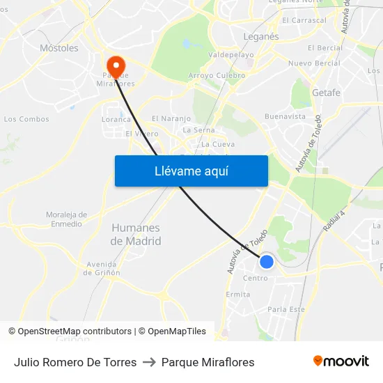 Julio Romero De Torres to Parque Miraflores map