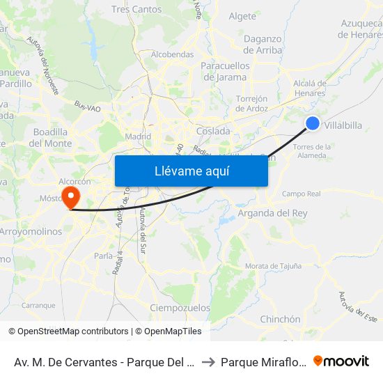 Av. M. De Cervantes - Parque Del Lago to Parque Miraflores map