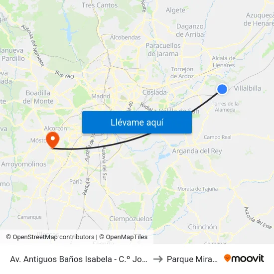 Av. Antiguos Baños Isabela - C.º José De Ceca to Parque Miraflores map
