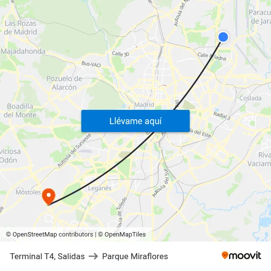 Terminal T4, Salidas to Parque Miraflores map