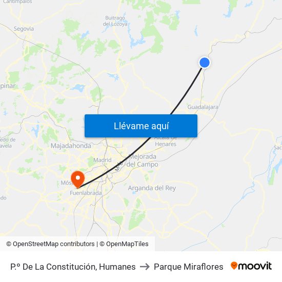 P.º De La Constitución, Humanes to Parque Miraflores map