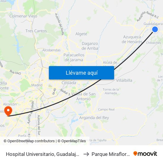 Hospital Universitario, Guadalajara to Parque Miraflores map