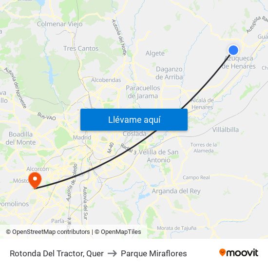 Rotonda Del Tractor, Quer to Parque Miraflores map