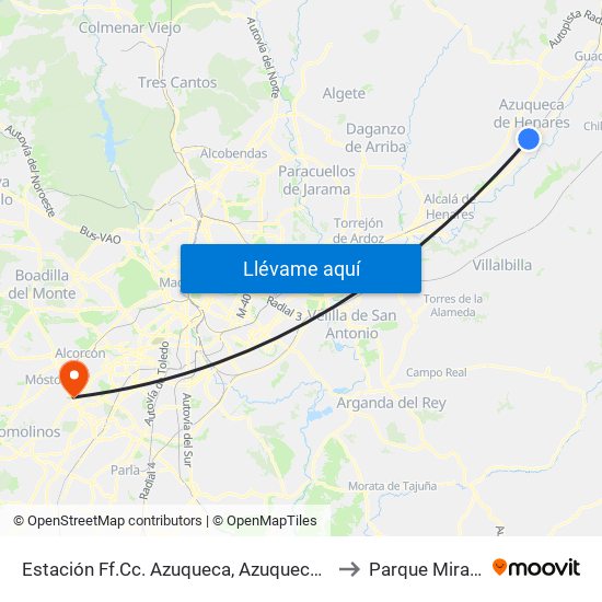 Estación Ff.Cc. Azuqueca, Azuqueca De Henares to Parque Miraflores map