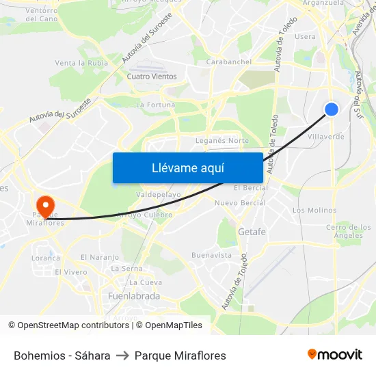 Bohemios - Sáhara to Parque Miraflores map