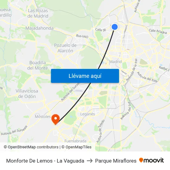 Monforte De Lemos - La Vaguada to Parque Miraflores map