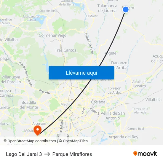 Lago Del Jaral 3 to Parque Miraflores map
