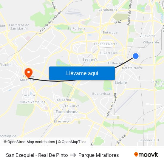 San Ezequiel - Real De Pinto to Parque Miraflores map