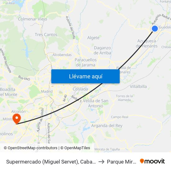 Supermercado (Miguel Servet), Cabanillas Del Campo to Parque Miraflores map
