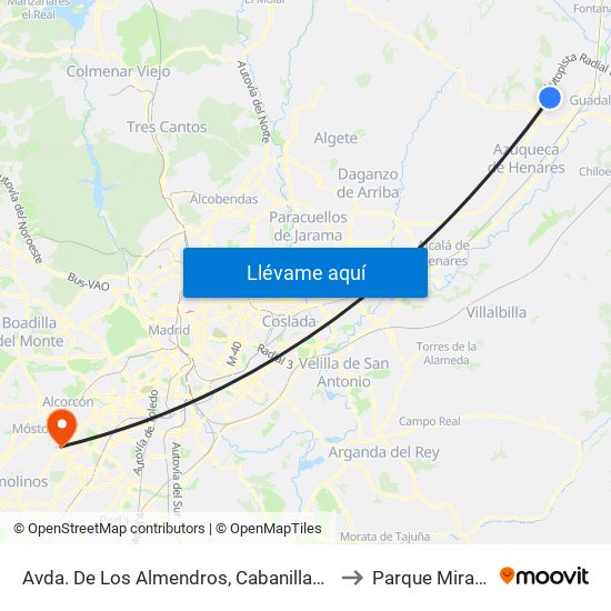 Avda. De Los Almendros, Cabanillas Del Campo to Parque Miraflores map