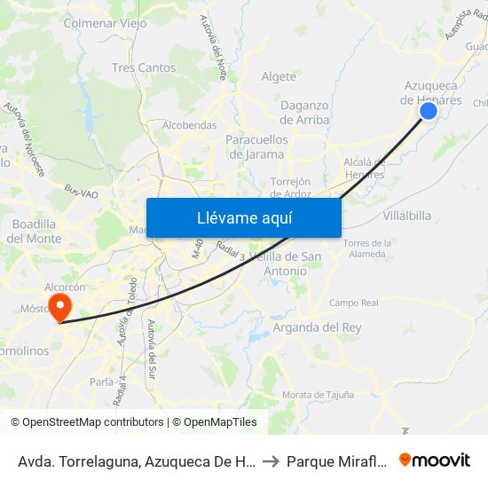 Avda. Torrelaguna, Azuqueca De Henares to Parque Miraflores map