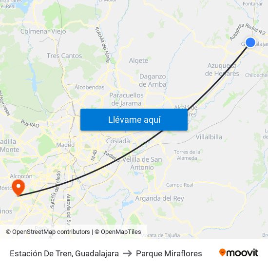 Estación De Tren, Guadalajara to Parque Miraflores map