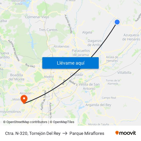 Ctra. N-320, Torrejón Del Rey to Parque Miraflores map