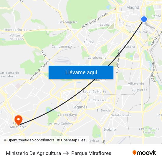 Ministerio De Agricultura to Parque Miraflores map