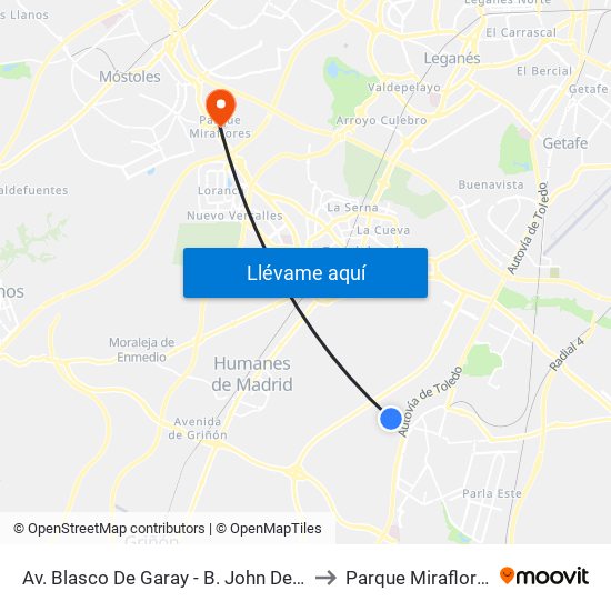 Av. Blasco De Garay - B. John Deere to Parque Miraflores map