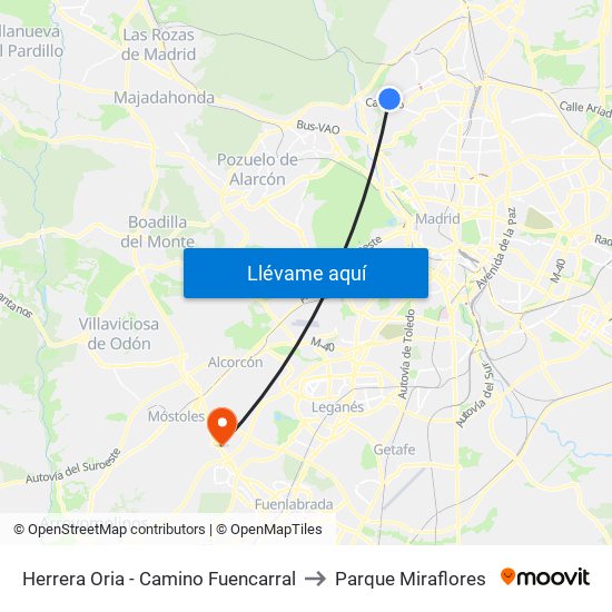 Herrera Oria - Camino Fuencarral to Parque Miraflores map