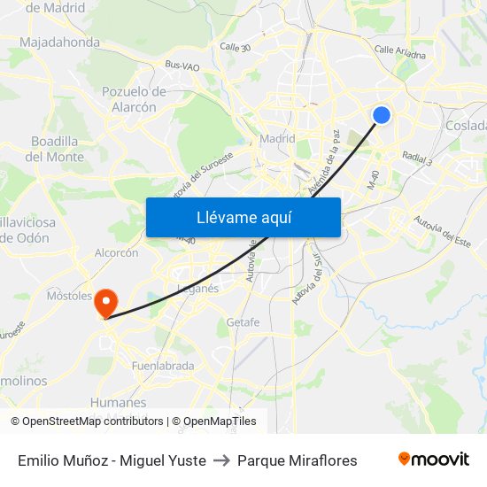 Emilio Muñoz - Miguel Yuste to Parque Miraflores map