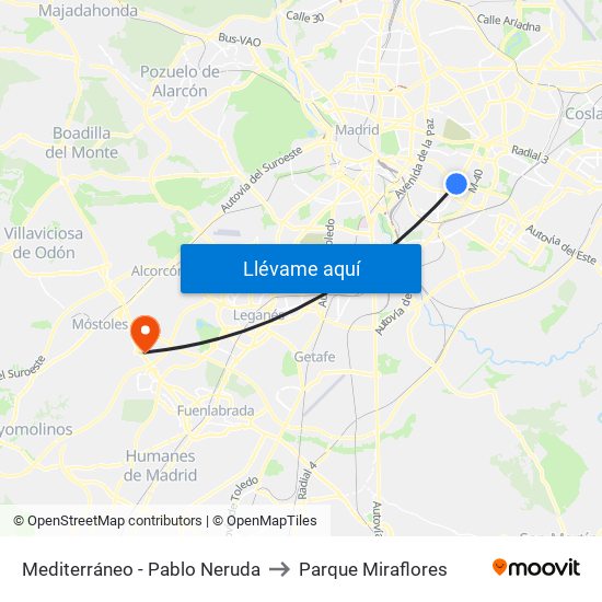 Mediterráneo - Pablo Neruda to Parque Miraflores map