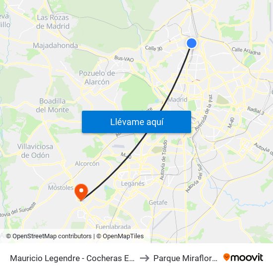 Mauricio Legendre - Cocheras Emt to Parque Miraflores map