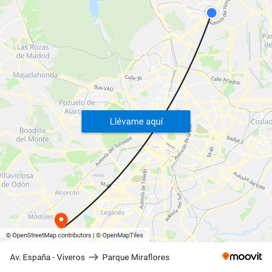 Av. España - Viveros to Parque Miraflores map