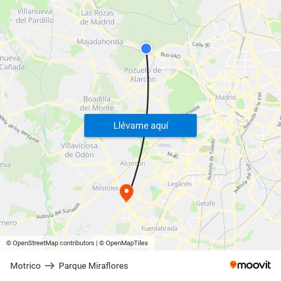 Motrico to Parque Miraflores map