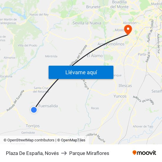 Plaza De España, Novés to Parque Miraflores map